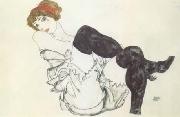 Egon Schiele Woman in Black Stockings (Valerie Neuzil) (mk12) oil on canvas